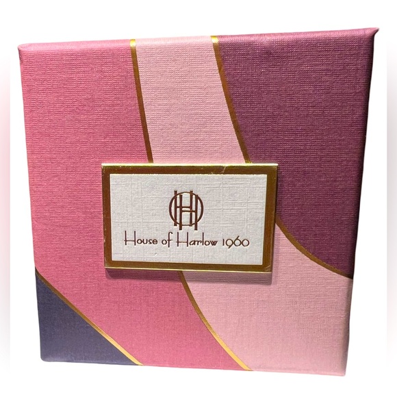 House of Harlow 1960 NWT Half Hoop Gold Tone Sparkling Glass Rhinestone Earrings - Picture 3 of 5